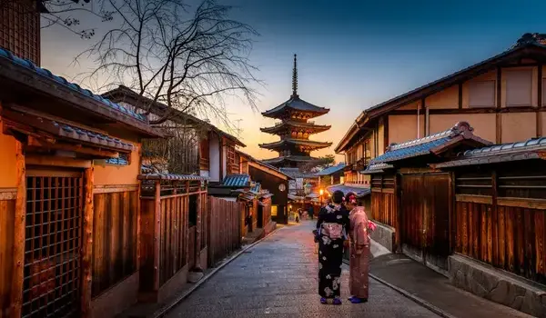 Striking view of Kyoto at sunset