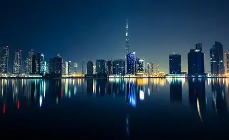 Dubai skyline by night