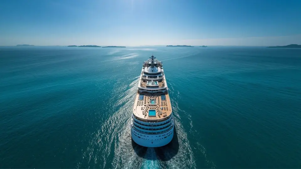 Luxury cruise ship sailing at sea