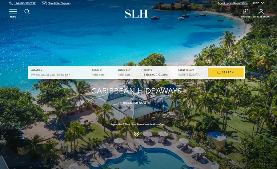 SLH website homepage